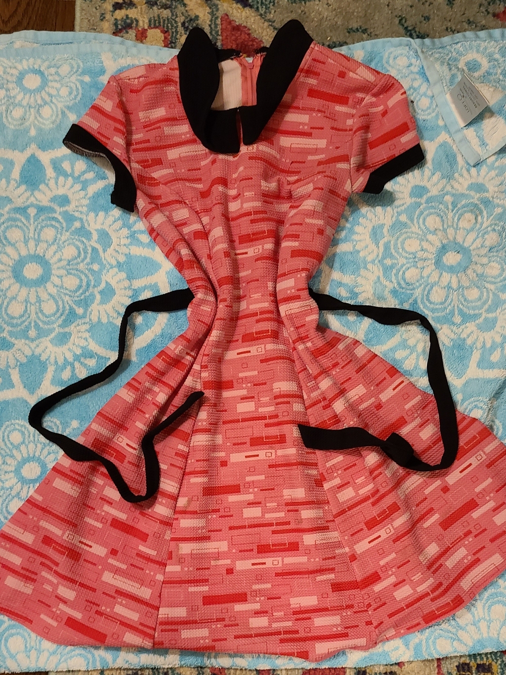 Cartoon Network Pink Patterned Fit & Flare Dress with Black Trim